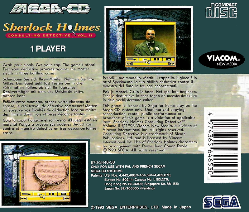 Sherlock Holmes - Consulting Detective - Vol. II — box-2D-back (EU)