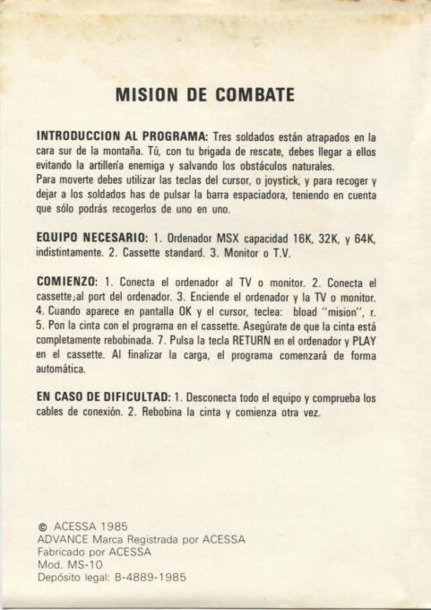 Mision De Combate — box-2D-back (SP)
