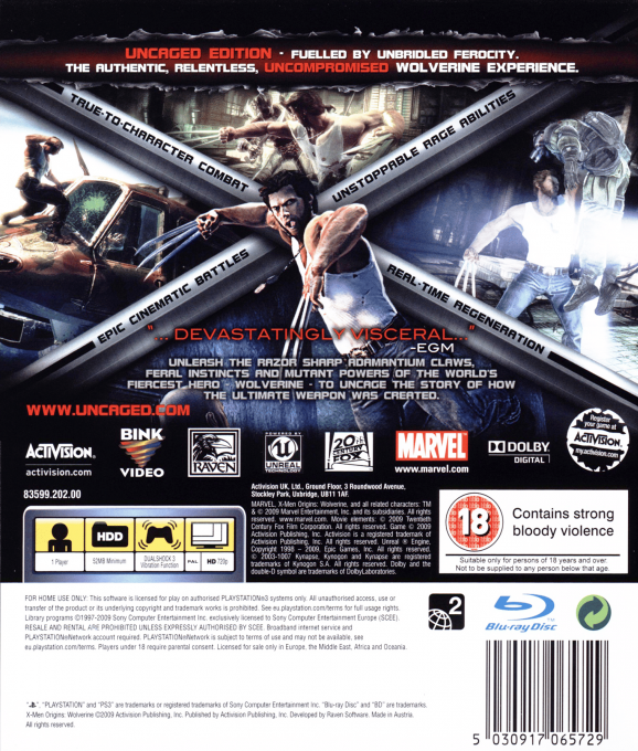 X-Men Origins - Wolverine — box-2D-back (UK)