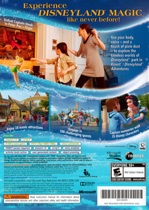 Kinect - Disneyland Adventures — box-2D-back (US)