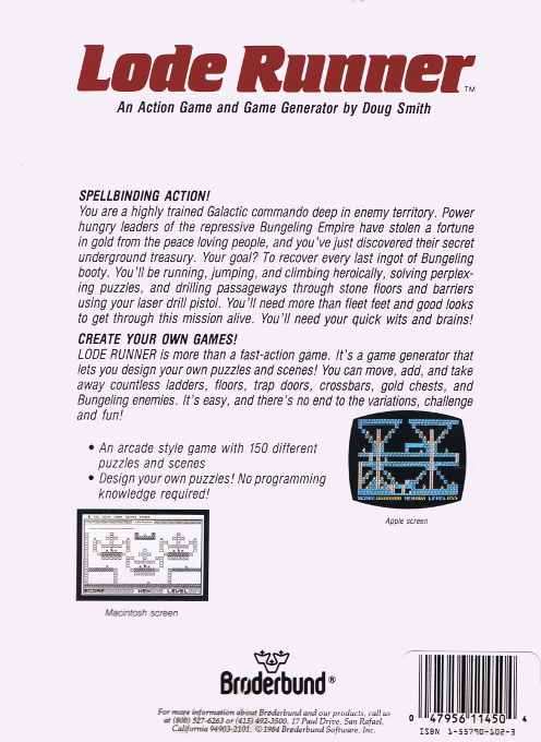 Lode Runner — box-2D-back (US)