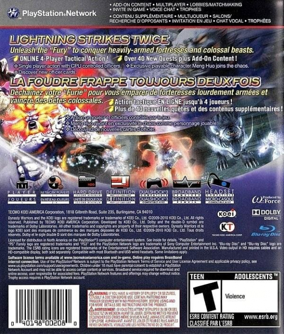 Dynasty Warriors - Strikeforce — box-2D-back (US)