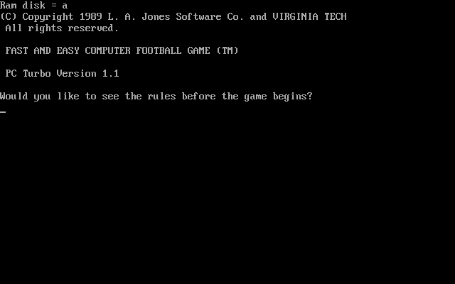 Fast and Easy Computer Football Game box art