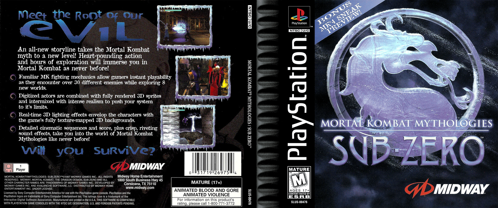 Mortal Kombat Mythologies Sub-zero — box-texture (US)
