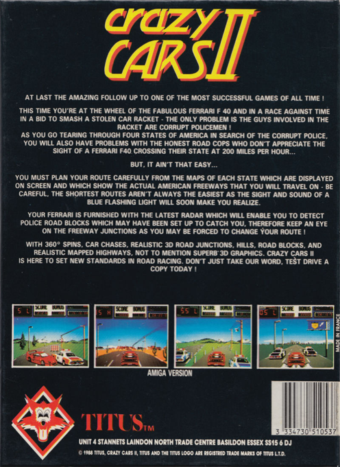 Crazy Cars 2 — box-2D-back (EU)