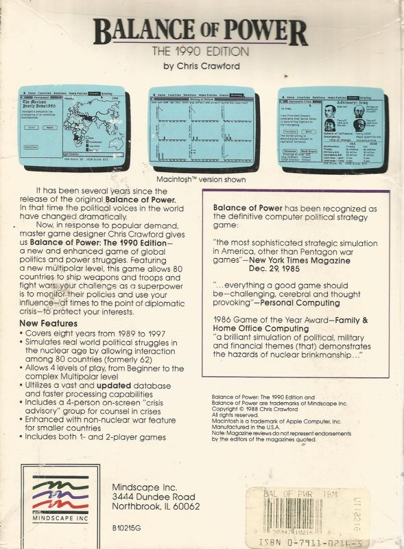 Balance of Power - The 1990 Edition — box-2D-back (US)