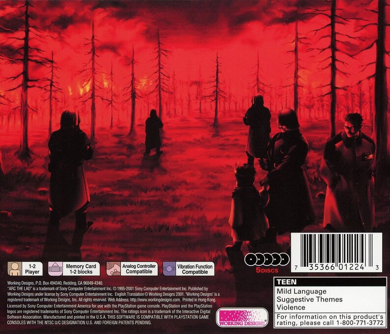 Arc the Lad II — box-2D-back (US)