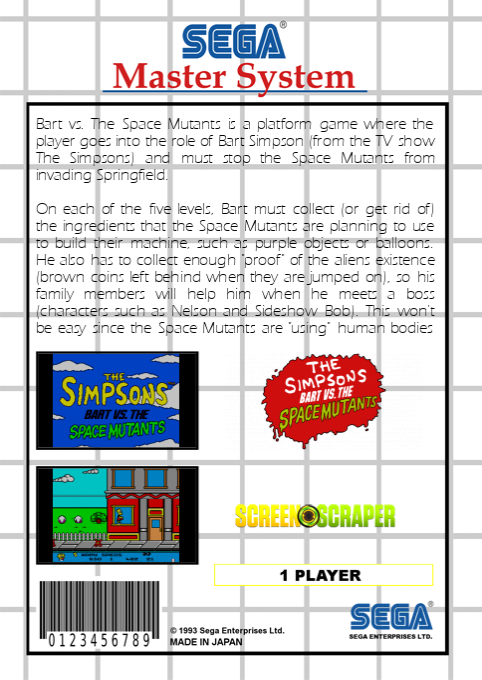Simpsons, The - Bart vs. The Space Mutants — box-2D-back (SS)
