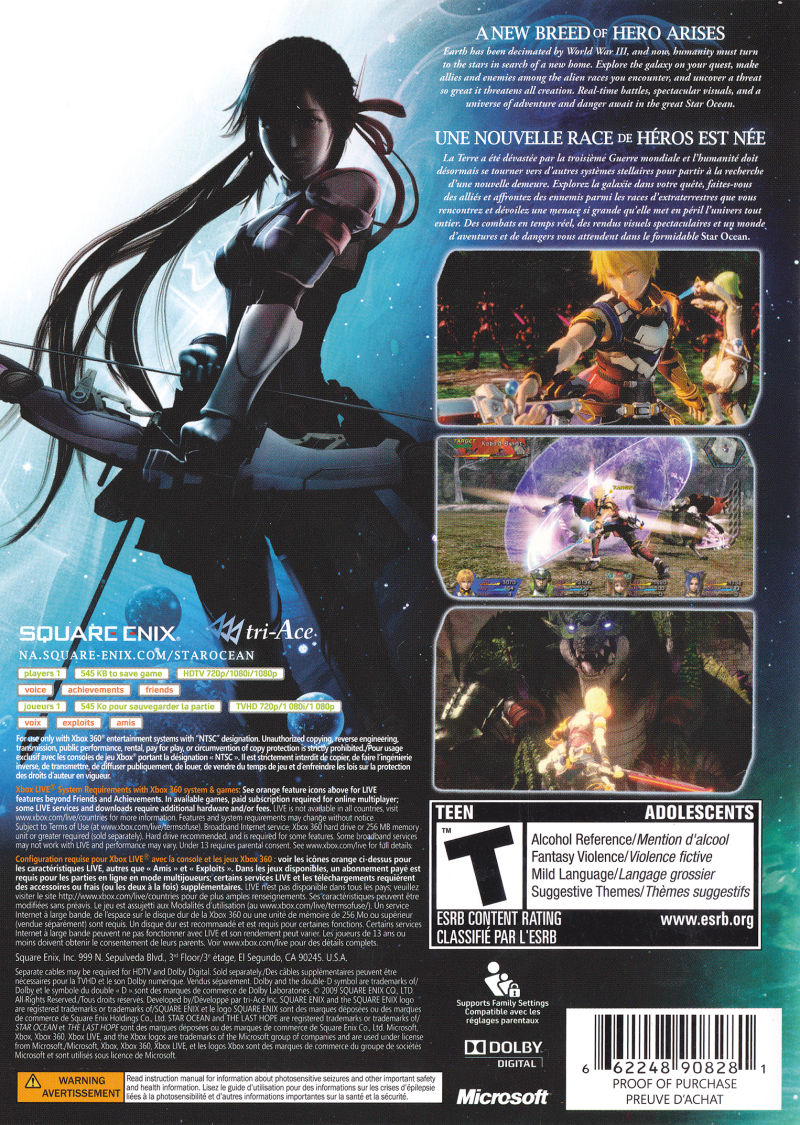 Star Ocean - The Last Hope — box-2D-back (CA)