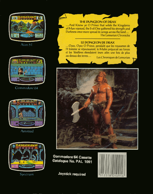 Barbarian 2 - The Dungeon Of Drax — box-2D-back (EU)