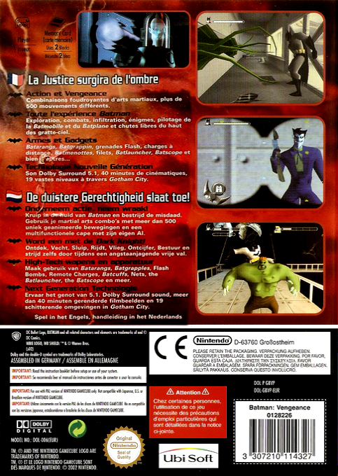 Batman - Vengeance — box-2D-back (FR)