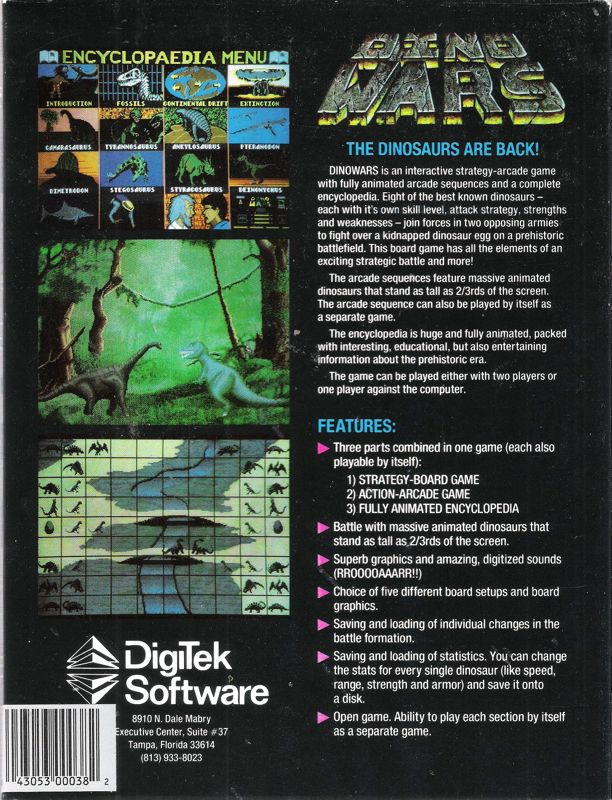 Dino Wars — box-2D-back (US)