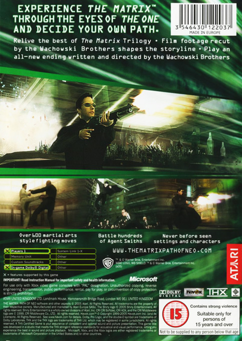 Matrix, The - Path of Neo — box-2D-back (UK)