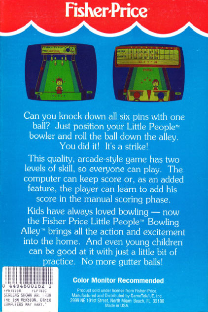 Fisher-Price: Little People Bowling Alley — box-2D-back (WOR)