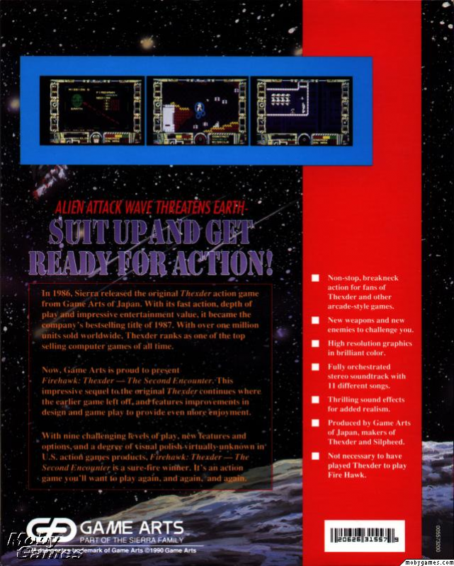 Fire Hawk - Thexder - The Second Contact — box-2D-back (US)