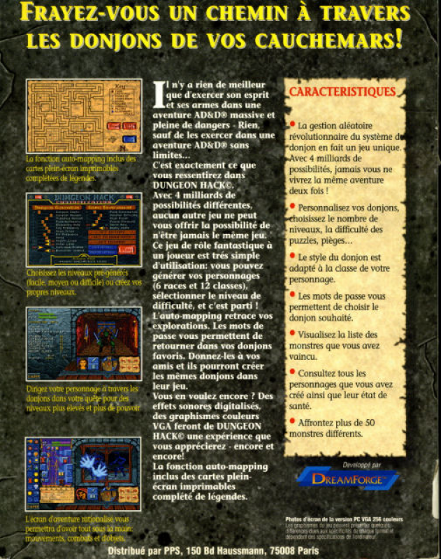 Dungeon Hack — box-2D-back (FR)
