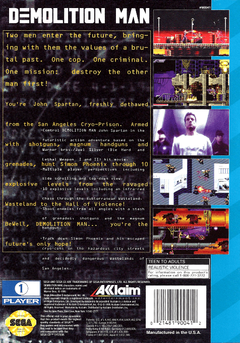 Demolition Man — box-2D-back (US)