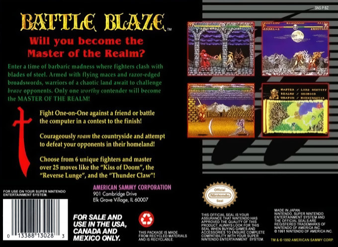 Battle Blaze — box-2D-back (US)