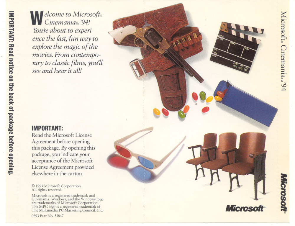 Microsoft Cinemania '94 — box-2D-back (WOR)
