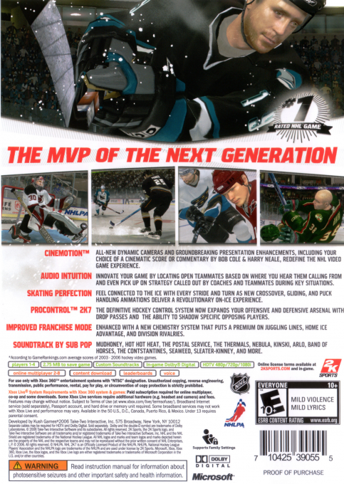 NHL 2K7 — box-2D-back (US)