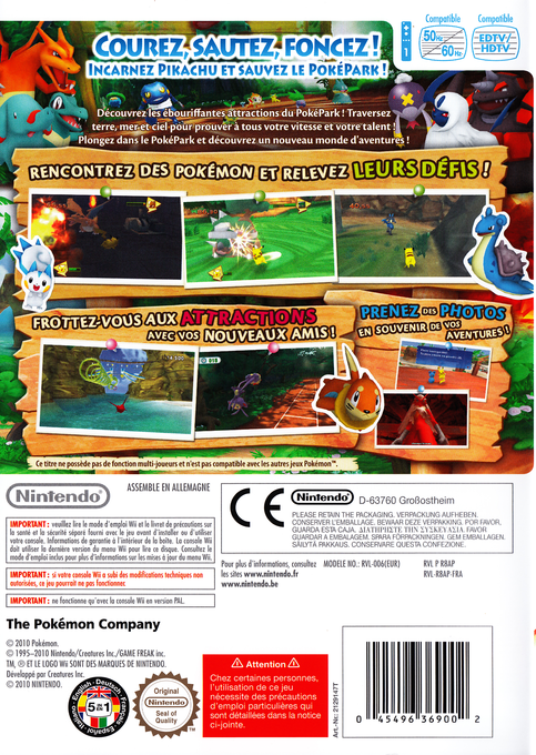 PokePark Wii - Pikachu's Adventure — box-2D-back (FR)