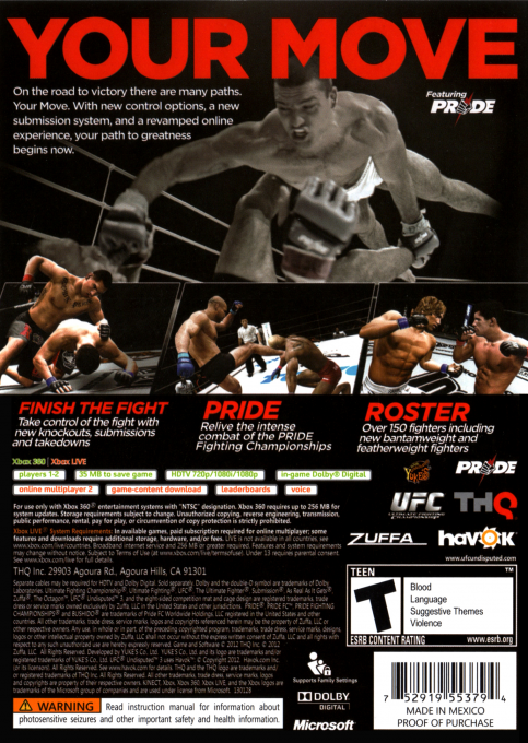 UFC Undisputed 3 — box-2D-back (US)