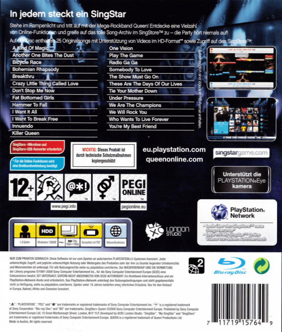 SingStar Queen — box-2D-back (DE)