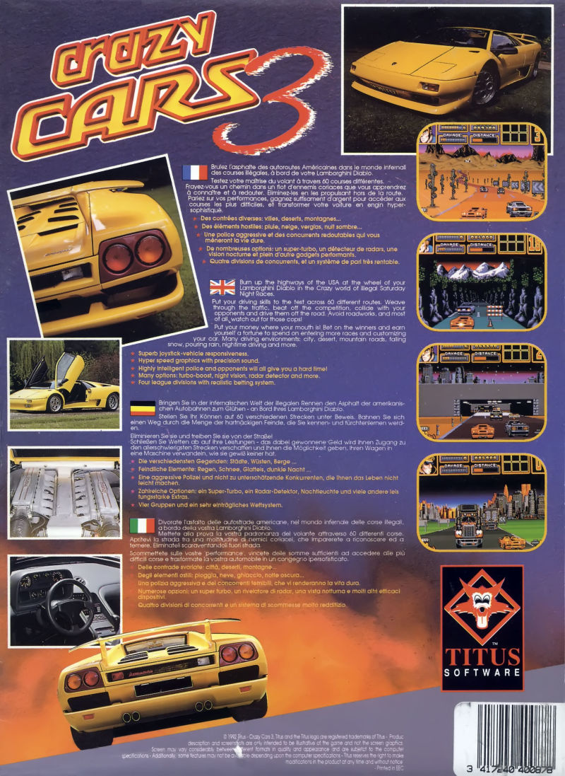 Crazy Cars 3 — box-2D-back (EU)