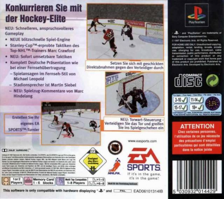 NHL 98 — box-2D-back (DE)