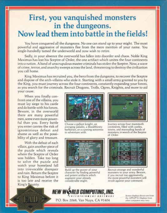 King's Bounty — box-2D-back (US)