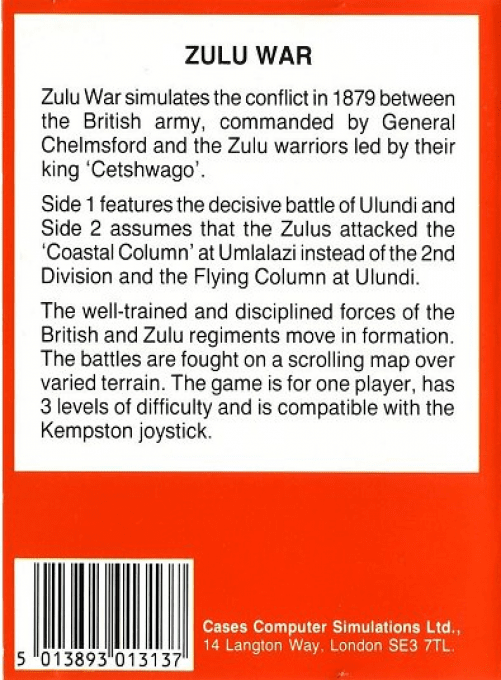 Zulu Wars — box-2D-back (WOR)