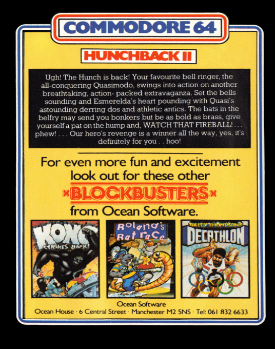 Hunchback 2 - Quasimodo's Revenge — box-2D-back (EU)