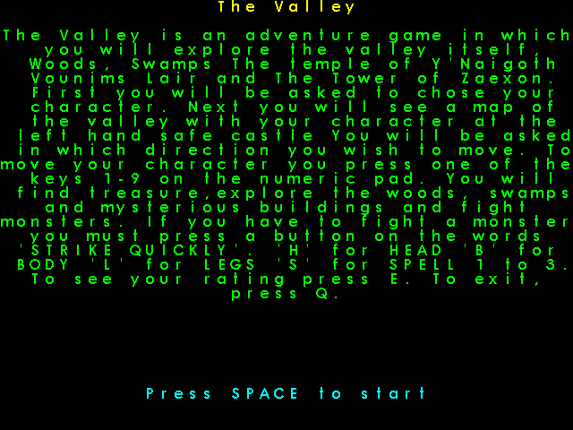 Valley, The box art