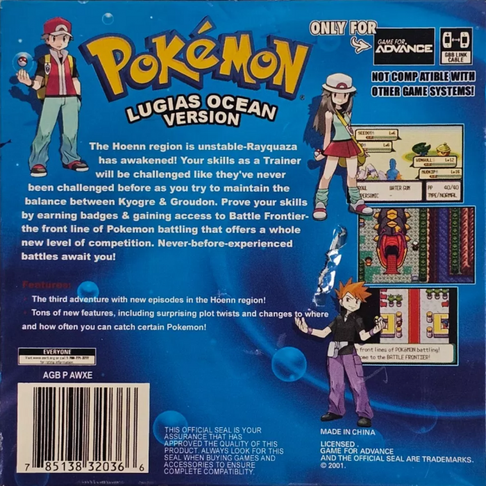 Pokemon : Lugia's Ocean Version — box-2D-back (WOR)