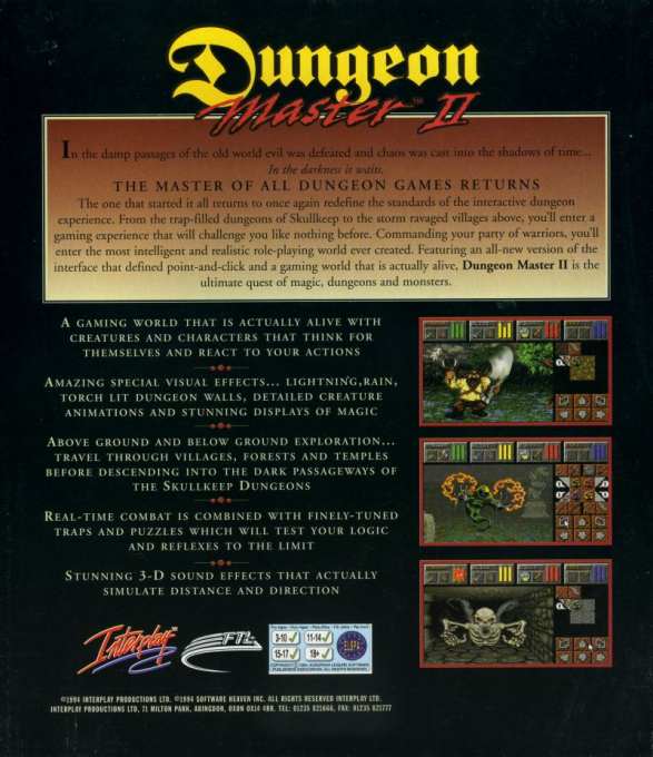 Dungeon Master 2 - The Legend of Skullkeep — box-2D-back (EU)