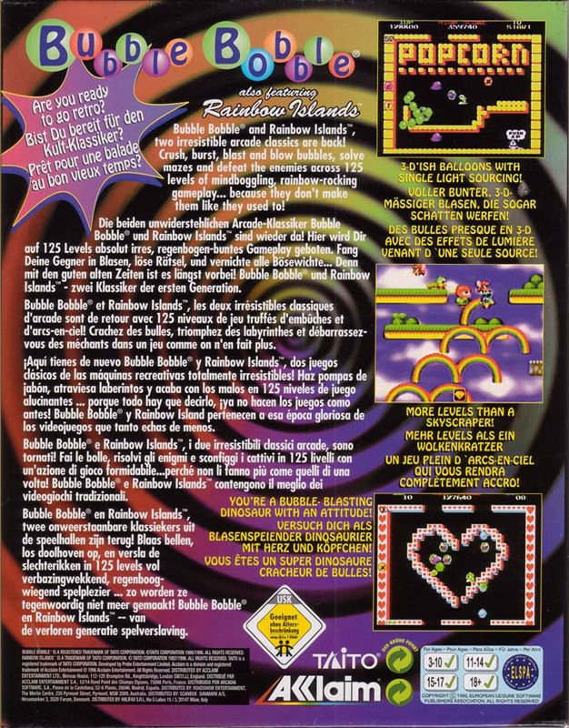 Bubble Bobble Also Featuring Rainbow Islands — box-2D-back (EU)