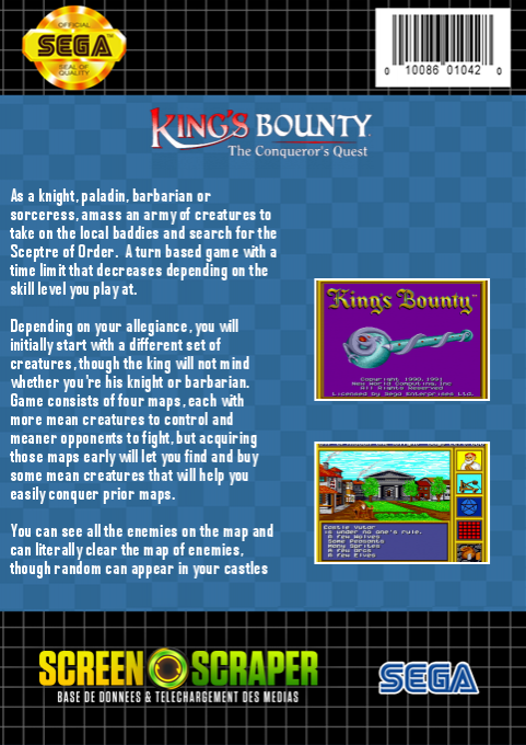 King's Bounty - The Conqueror's Quest — box-2D-back (SS)