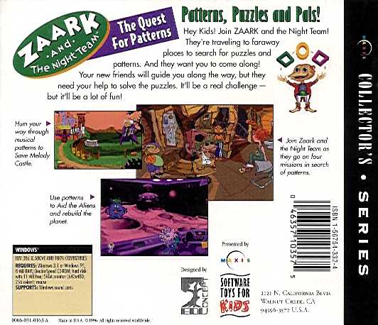 ZAARK and the Night Team: The Quest for Patterns — box-2D-back (US)
