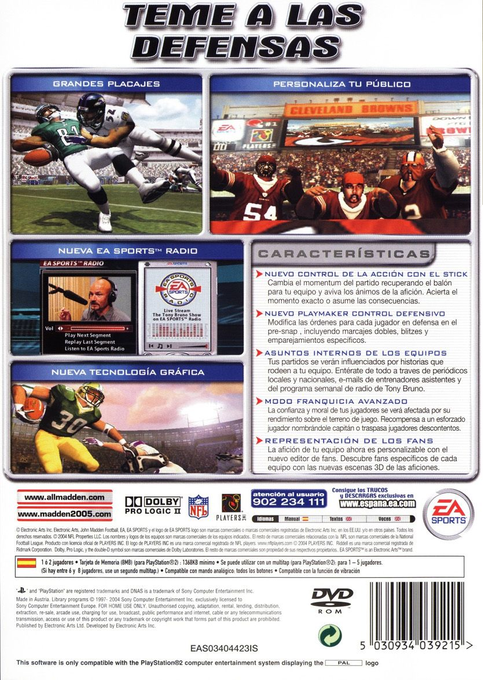 Madden NFL Super Bowl 2005 — box-2D-back (SP)