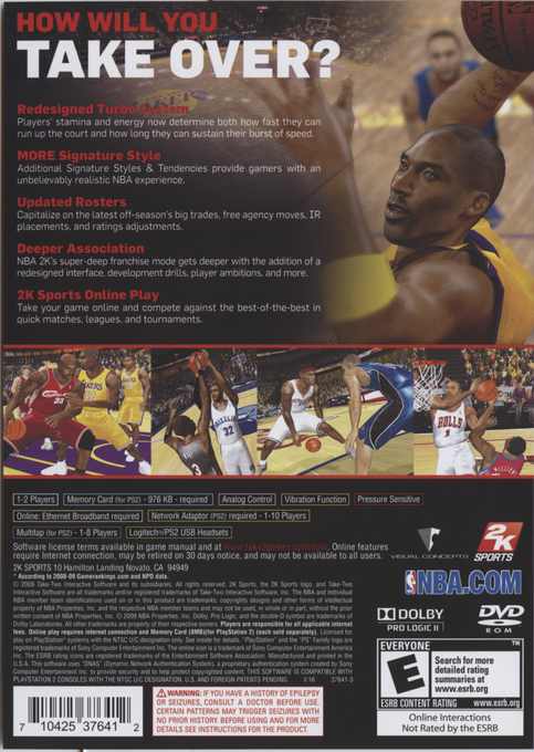 NBA 2K10 — box-2D-back (US)