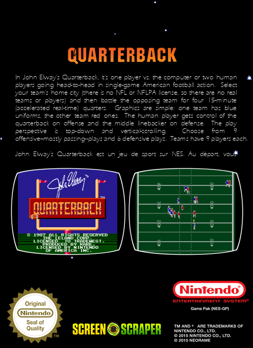 John Elway's Quarterback — box-2D-back (SS)