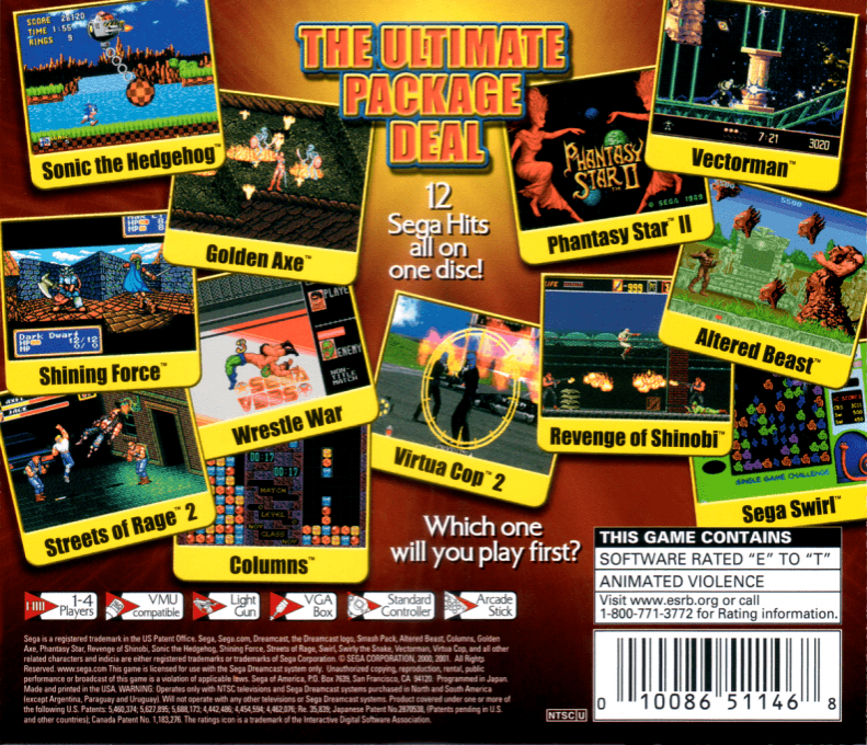 Sega Smash Pack - Volume 1 — box-2D-back (US)