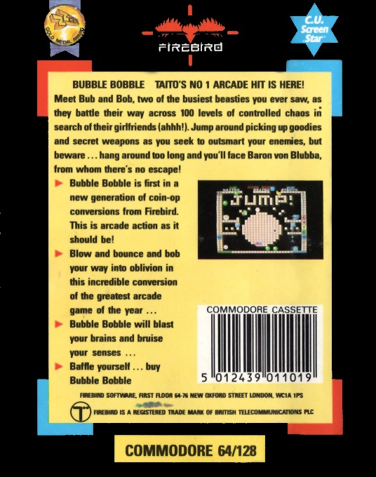 Bubble Bobble — box-2D-back (EU)