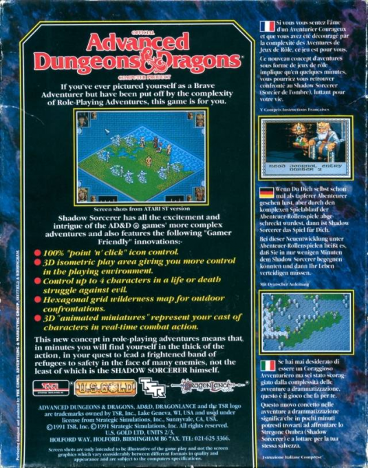 Advanced Dungeons & Dragons - Shadow Sorcerer - A DragonLance Role-Playing Adventure Vol,1 — box-2D-back (EU)
