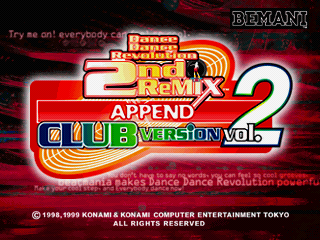 Dance Dance Revolution 2nd Remix - Append Club Version Vol. 2 — sstitle (JP)