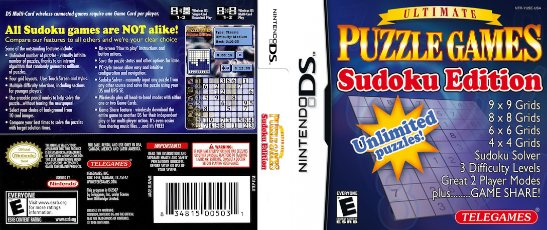 Ultimate Puzzle Games - Sudoku Edition — box-texture (US)