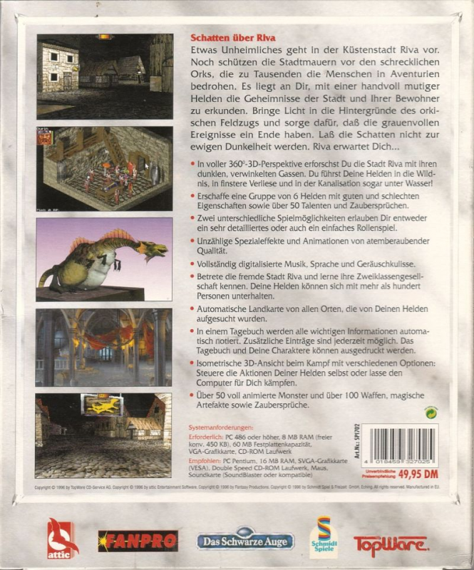 Realms Of Arkania 3 - Shadows Over Riva — box-2D-back (DE)