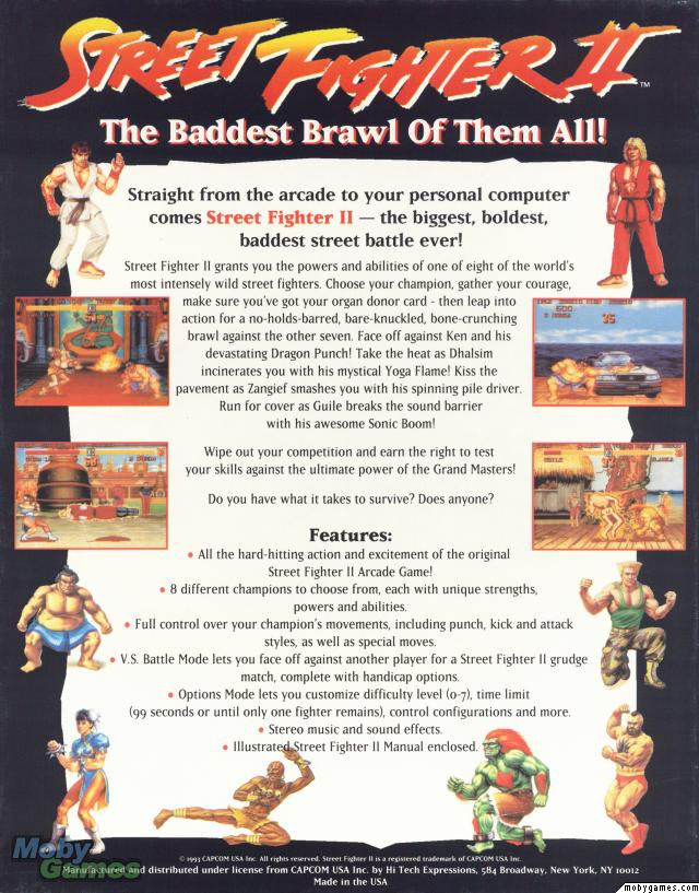 Street Fighter 2 — box-2D-back (US)