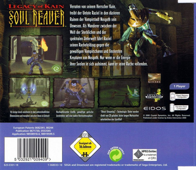 Legacy of Kain - Soul Reaver — box-2D-back (DE)
