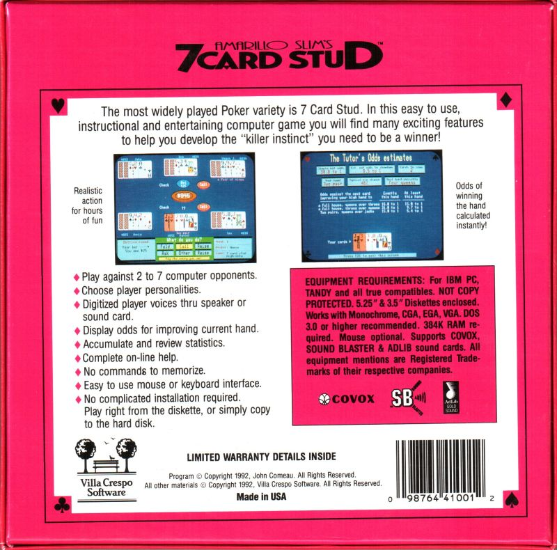 Amarillo Slim's 7 Card Stud — box-2D-back (WOR)